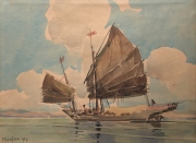 Lot-43-Yong-Mun-Sen-Junk-Sailing-1947-Watercolour-on-paper-26.5-x-36.5cm