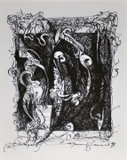 14-RM 4,400.00-SOLD LOT 27 Yusof Ghani "Siri Wayang" (1998) Calligraphy pen on paper 26.5 x 21 cm RM 4,500 - RM 7,500