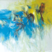 16-Yusof Ghani, Segerak Series (Gracious Movement) Blue Wave, 2005, Oil on jute 183 x 165 cm