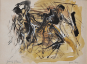 17-RM 8,800.00-SOLD Lot 2 Yusof Ghani, Siri Tari Sketch III, 1990, Mixed media on paper 28 x 34 cm