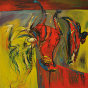18-RM 24,200.00-SOLD Yusof Ghani, Musang Berjanggut, 1997, 91 x 91 cm, Acrylic on canvas