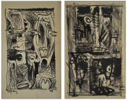 30-Topeng Sketch, 1993 RM 4,620.00-SOLD | Mixed media on paper | 28 x 17 cm x 2 pieces